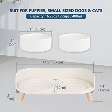 Ceramic Elevated Pet Bowls Set Non-Slip Splash-Proof