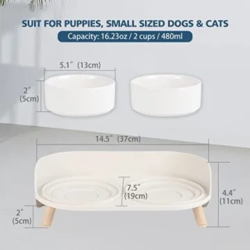 Ceramic Elevated Pet Bowls Set Non-Slip Splash-Proof