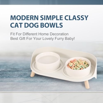 Ceramic Elevated Pet Bowls Set Non-Slip Splash-Proof