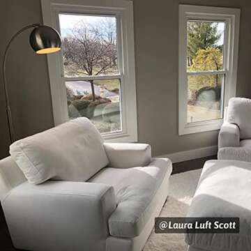 Vonluce Modern Floor Lamp for Living Room, Brushed Nickel Arc Floor Lamp with LED Bulb, Marble Base Contemporary Tall Lamp for Living Room Couch Sofa, Height Up to 69 Inch