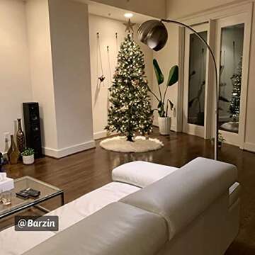 Vonluce Modern Floor Lamp for Living Room, Brushed Nickel Arc Floor Lamp with LED Bulb, Marble Base Contemporary Tall Lamp for Living Room Couch Sofa, Height Up to 69 Inch