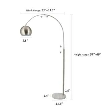 Contemporary Arc Floor Lamp - Adjustable Brushed Nickel Design