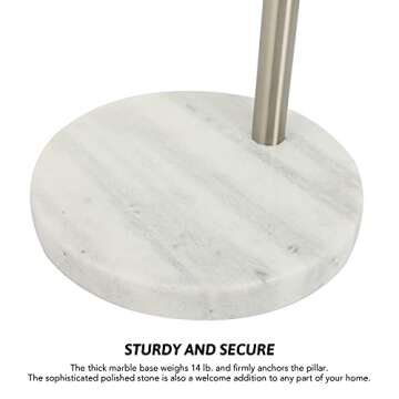 Vonluce Modern Floor Lamp for Living Room, Brushed Nickel Arc Floor Lamp with LED Bulb, Marble Base Contemporary Tall Lamp for Living Room Couch Sofa, Height Up to 69 Inch