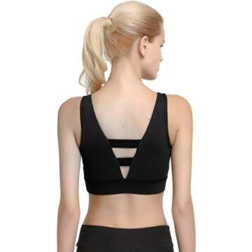 Sportmusies Women's Sport Bra,High Impact Padded Fitness Gym Workout Yoga Bras(Black,Medium)