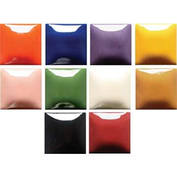 Creative Hobbies Set of 10 Ceramic Underglaze Paint Colors for Clay, Greenware or Bisque, Assorted Colors in 2 ounce Jars with Free How to Paint Bisque Book