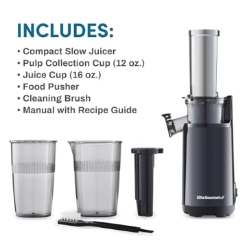 Elite Gourmet Masticating Juicer Compact Efficient Easy Clean