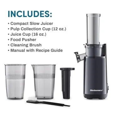 Elite Gourmet Masticating Juicer Compact Efficient Easy Clean