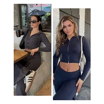 Zhiyouni Women's Knitted Loungewear Outfits Set