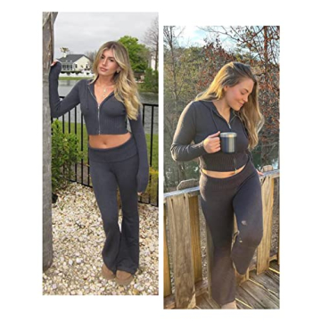 Zhiyouni Women's Knitted Loungewear Outfits Set