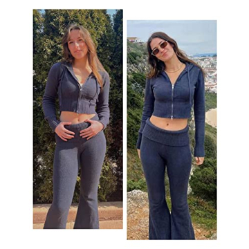 Zhiyouni Women's Knitted Loungewear Outfits Set