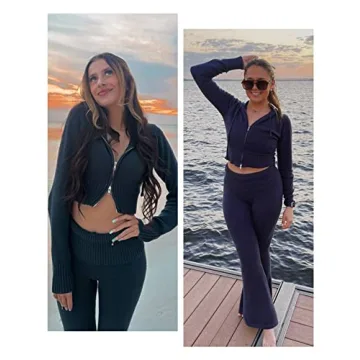 Zhiyouni Women's Knitted Loungewear Outfits Set