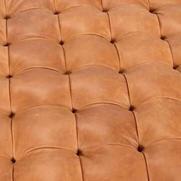 Buy POLY & BARK Turin Ottoman - Luxurious Cognac Tan Leather