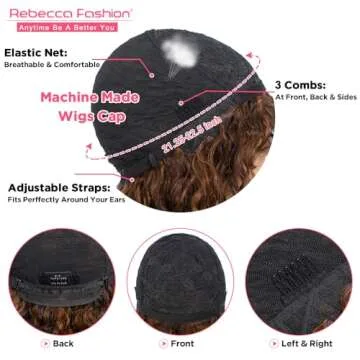 Rebecca Fashion #4/30 Short Curly Human Hair Wigs for Black Women Cute Bob Wig Wear and Go Glueless Wigs Brazilian Remy Hair Natural Looking
