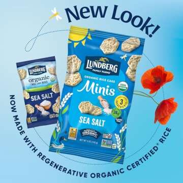 Lundberg Organic Rice Cake Minis, Original Sea Salt – Mini Rice Cakes, Healthy Snacks for Adults and Kids, Vegan Snacks, Gluten-Free, Healthy Food for Snacking & Dipping, 5 Oz
