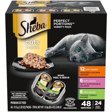 Sheba Perfect Portions Wet Cat Food Cuts in Gravy Variety Pack, 24 Trays (48 Servings)