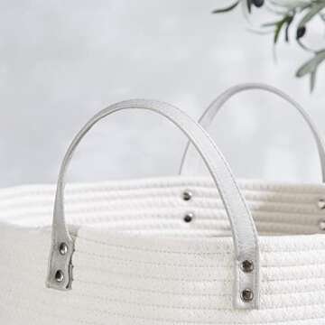 Woven Rope Laundry Basket by TECHMILLY, 72L Baby Nursery Hamper for Clothes Blanket Storage, Large Tall Laundry Hamper for College Dorm, Bedroom, Living Room