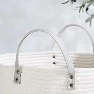 Woven Rope Laundry Basket by TECHMILLY, 72L Baby Nursery Hamper for Clothes Blanket Storage, Large Tall Laundry Hamper for College Dorm, Bedroom, Living Room