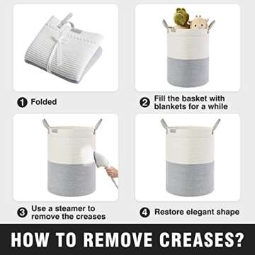 Woven Rope Laundry Basket by TECHMILLY, 72L Baby Nursery Hamper for Clothes Blanket Storage, Large Tall Laundry Hamper for College Dorm, Bedroom, Living Room