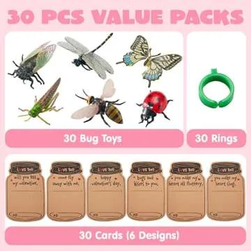 JOYIN 30 Pcs Valentines Day Gift Card Bulks with Bugs