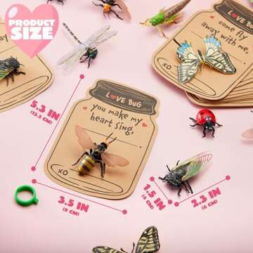 JOYIN 30 Pcs Valentines Day Gift Card Bulks with Realistic Bugs Toy Set for Kids, Valentine's Classroom Gift Exchange Prizes Party Favor Toys, Greeting Exchange Cards for Boys Girls