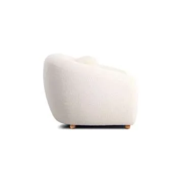 Decorific NYC Mid-Century Modern Minimalist Curved Fabric Chair, 1 Seat, White Boucle