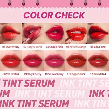 Peripera Ink Tint Serum | Lip Gloss, Non-Sticky, Long-Wearing, long-Lasting, Moisturizing, High Shine, Beautiful Rose Pink | #02 Rosy Around