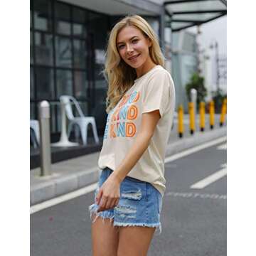 Blooming Jelly Womens Be Kind Shirt Short Sleeve Graphic Tees Loose Fit Tshirts Cute Casual Summer T...