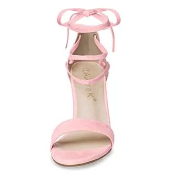 Allegra K Light Pink Chunky High Heels Sandal for Women