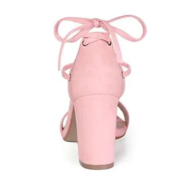 Allegra K Light Pink Chunky High Heels Sandal for Women