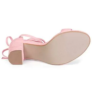 Allegra K Light Pink Chunky High Heels Sandal for Women