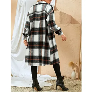 Oversized Plaid Flannel Shacket Jacket for Women