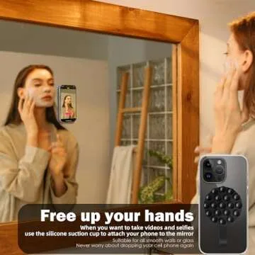 Orzero Magnetic Silicone Suction Cup MagSafe Phone Case for iPhone 16/15/14/13/12 Series with Metal Ring for Any Other Phone, Powerful Hands-Free Sticker for TikTok Videos and Selfies (Black)