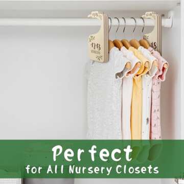 Baby Closet Dividers for Clothes Organizer - 8 PCS Adorable Wooden Double-Sided Baby Clothes Size Hanger Organizer from Newborn to Toddler for Nursery Decor (Olive)