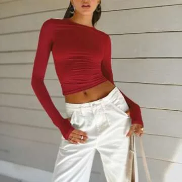 Shop Y2k Skinny Long Sleeve Backless Crop Top Online
