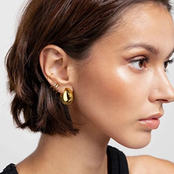 Stylish Anten Pink Chunky Gold Hoop Earrings for Women