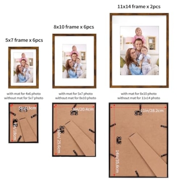 Elegant 14-Pack Brown Picture Frames for Any Occasion