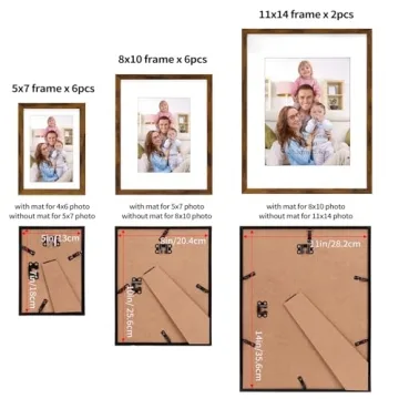 Elegant 14-Pack Brown Picture Frames for Any Occasion