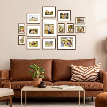 Elegant 14-Pack Brown Picture Frames for Any Occasion