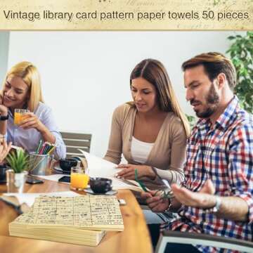 Crtiin 50 Pcs Book Club Napkins Vintage Library Due Date Card Book Lovers Gifts Disposable Beverage Cocktail Napkins for Club Themed Party Supplies(Due Date)