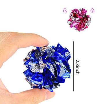 Andiker 10PC Cat Crinkle Balls, 2.36 Inches Multi-Color Chew and Chase Cat Ball Toy Interactive Cat ...