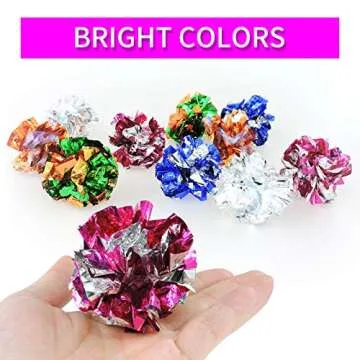 Andiker 10PC Cat Crinkle Balls, 2.36 Inches Multi-Color Chew and Chase Cat Ball Toy Interactive Cat Toys for Indoor Cats Attract to Swat, Bite, Hunt to Kill Time and Keep Fit(10 pcs)