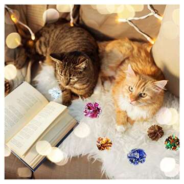 Andiker 10PC Cat Crinkle Balls, 2.36 Inches Multi-Color Chew and Chase Cat Ball Toy Interactive Cat Toys for Indoor Cats Attract to Swat, Bite, Hunt to Kill Time and Keep Fit(10 pcs)