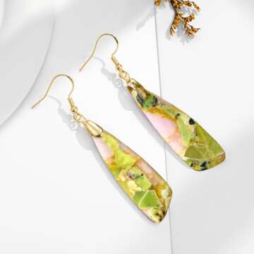 Unique Boho Gemstone Earrings for Women - Imperial Jasper