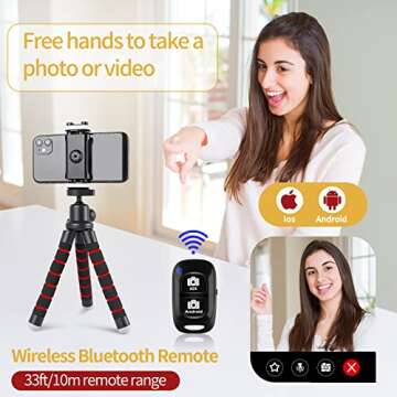 Sensyne Mini Phone Tripod with Wireless Remote for All Phones