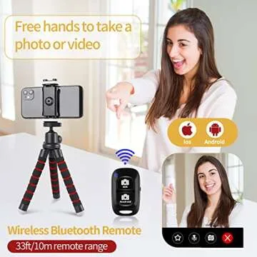 Sensyne Mini Phone Tripod with Wireless Remote for All Phones