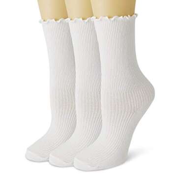 ViViKi Women Ruffle Ankle Socks, Fashion Breathable Solid Color Turn-Cuff Cute Girls Socks 3 Pack (W...