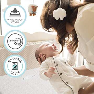 Organic Cotton Dual-Sided Mini Crib Mattress, 38x24x3 Premium Memory Foam 2-Stage CertiPUR-US Hypoallergenic Baby Mattress Firm Support for Infant Cooling Gel for Toddler Waterproof & Washable Cover