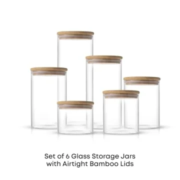 JoyJolt 6 PC Airtight Glass Jars for Kitchen Organization