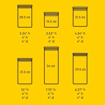 JoyJolt 6 PC Airtight Glass Jars for Kitchen Organization