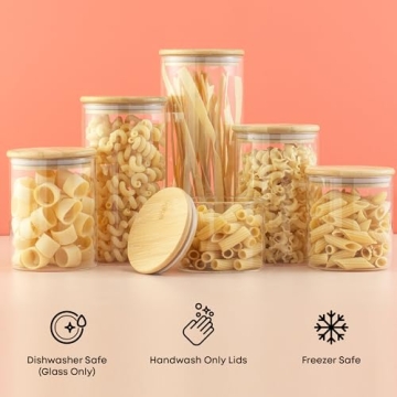 JoyJolt 6 PC Airtight Glass Jars for Kitchen Organization